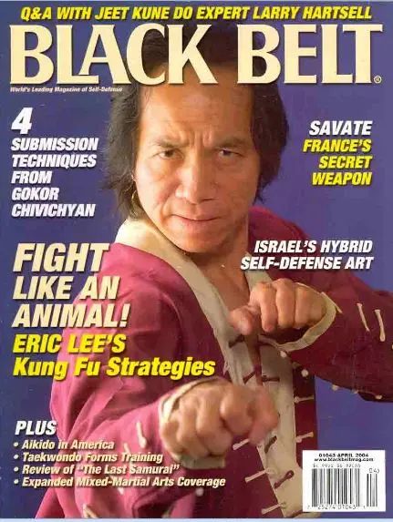 Martial artist Eric Lee poses on the cover of Black Belt magazine, April 2004.